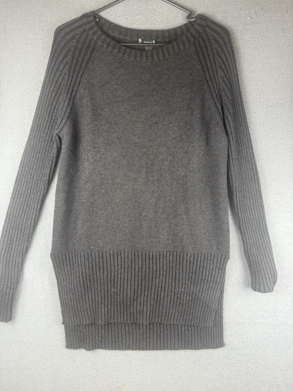 Smartwool Women’s L Ripple Creek Tunic Sweater Merino Wool Blend Charcoal Gray